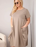 Dámské šaty Plus Size bavlněné s kapsami fango