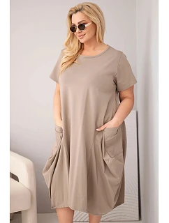 Dámské šaty Plus Size bavlněné s kapsami fango