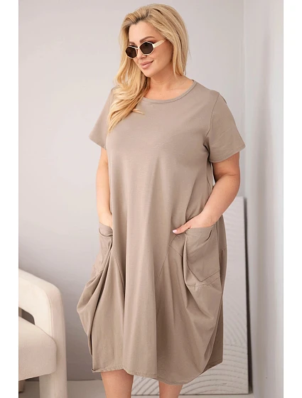 Dámské šaty Plus Size bavlněné s kapsami fango
