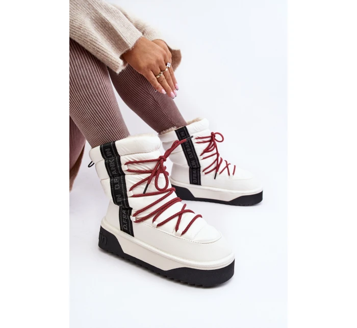 Dámské sněhule na tlusté podrážce veganské D.Franklin DFSH371007 bílé