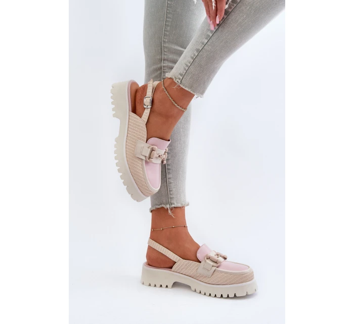 Dámské sandály na ploché podrážce s ozdobou béžové D&A MR38-656