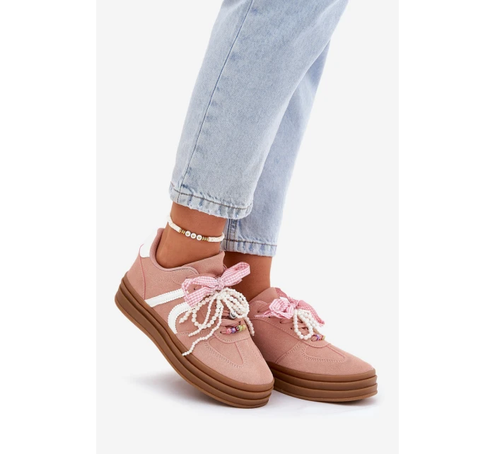 Dámské Tenisky Na Platformě S Ozdobami Růžové Vinness Dámské Tenisky Na Platformě S Ozdobami Růžové Vinness