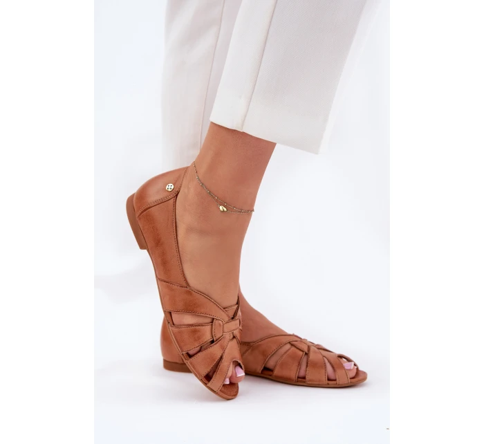 Kožené Baletky S Otevřenými Prsty Maciejka 06908-29/001-1 Hnědé