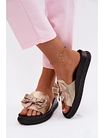 Dámské Sandály Kůže Mašle  Zlaté model 22133732 - S.Barski