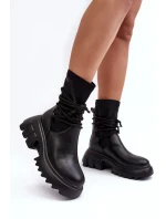 Kozačky na masivní platformě se zavazováním, Black Big Star