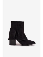 Dámská kotníková obuv na sloupku s vyvýšenou manžetou Idalia – černé Dámská kotníková obuv na sloupku s vyvýšenou manžetou Idalia – černé