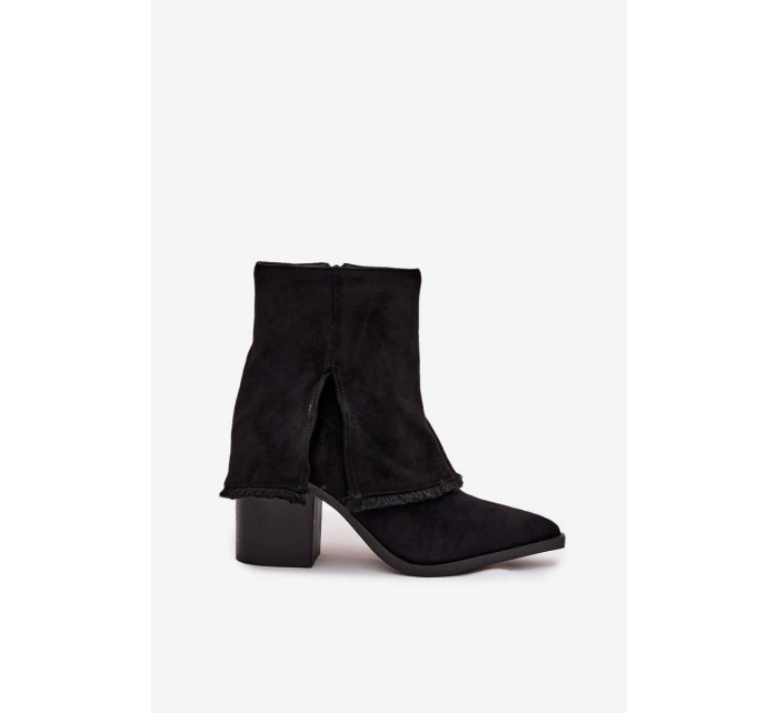 Dámská kotníková obuv na sloupku s vyvýšenou manžetou Idalia – černé Dámská kotníková obuv na sloupku s vyvýšenou manžetou Idalia – černé