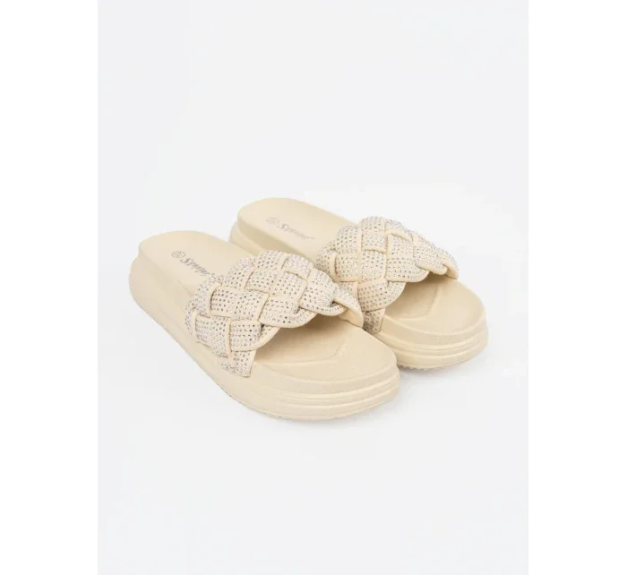 Trendy dámské Jasnobeżowy  nazouváky platforma