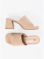 Krásné  nazouváky hnědé dámské na širokém podpatku