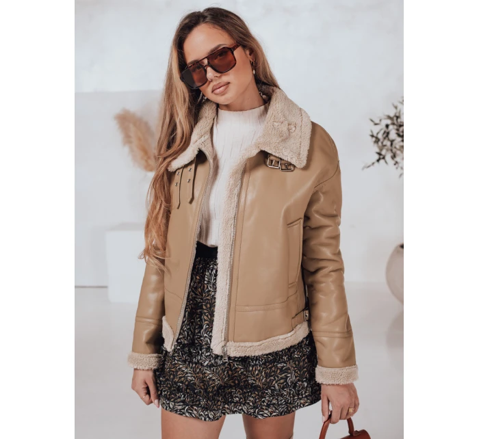 Dámská kožená bunda s ovčí kůží khaki Dstreet model 21982039 - FashionStreet