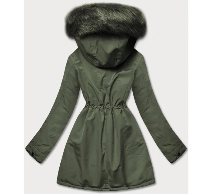 Khaki teplá oboustranná dámská zimní bunda (w610big)