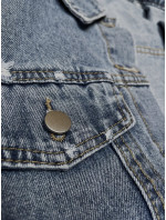 Světle modrá volná džínová bunda s protrženími (T2850)