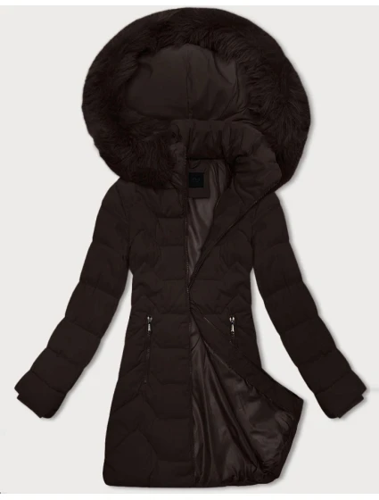 Dámská bunda v čokoládové barvě s kapucí model 21428649 - J.STYLE