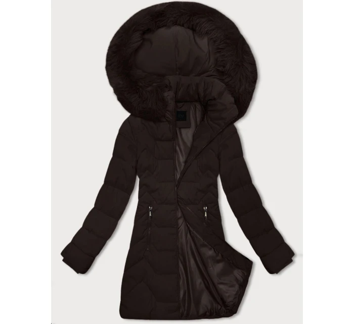 Dámská bunda v čokoládové barvě s kapucí model 21428649 - J.STYLE