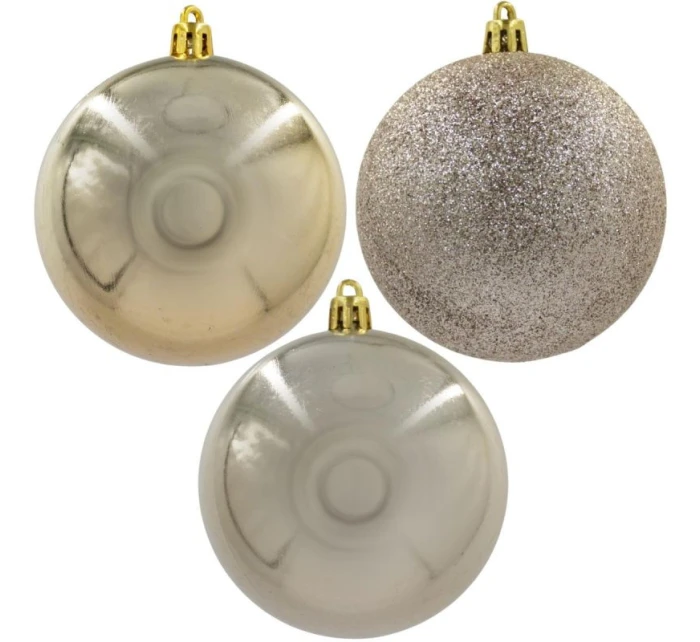 DEKORATIVNÍ PLASTOVÉ CETKY 6KS 80MM ŠAMPAŇSKÉ