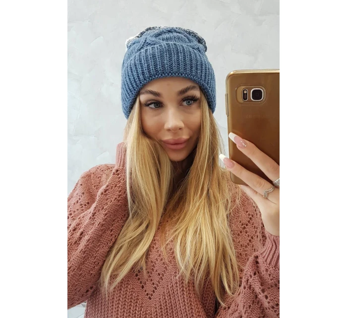 Fleecová čepice Alice K248 denim+white