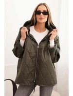 Dámská prošívaná bunda s kapucí khaki