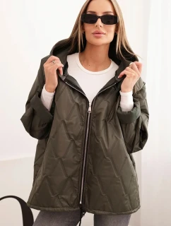 Dámská prošívaná bunda s kapucí khaki