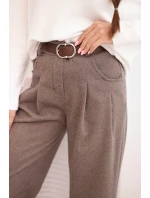 Dámské kalhoty s širokou nohavicí a páskem fango