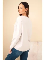 Dámská bavlněná blůza s květy a V výstřihem model 21890110 - K-Fashion