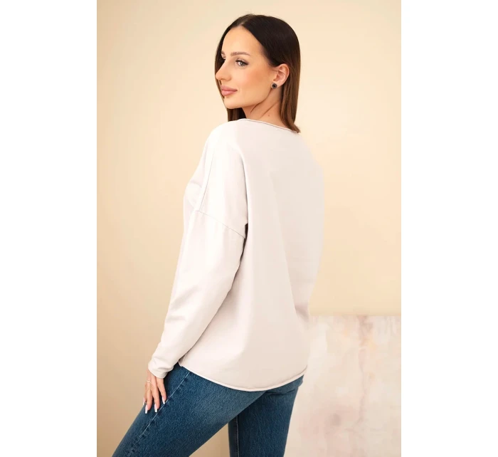 Dámská bavlněná blůza s květy a V výstřihem model 21890110 - K-Fashion