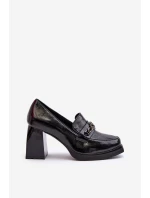 Lakované lodičky na robustním podpatku černé Terimene