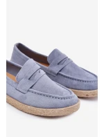 Pánské Mokasíny S Pletením Modré Fiamar