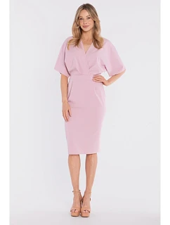 model 22152322 Midi šaty se zavinovacím střihem lila - STYLOVE