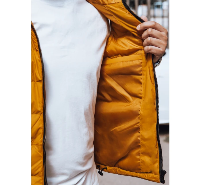 Pánská prošívaná vesta s kapucí žlutá FashionStreet TX4752