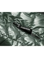 Lesklá zelená dámská vesta s kapucí model 17249734 - S'WEST Lesklá zelená dámská vesta s kapucí model 17249734 - S'WEST