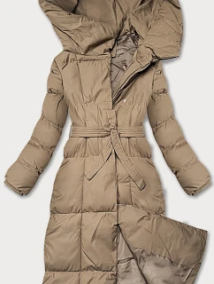 Dámská zimní bunda s páskem J Style tmavě béžová (5M3227-84)