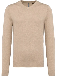 K Pánský svetr s výstřihem do V 20.K beige heather model 22431474 - Kariban