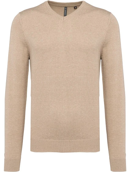 Kariban K 965 Pánský svetr s výstřihem do V 20.K965 beige heather Kariban K 965 Pánský svetr s výstřihem do V 20.K965 beige heather