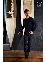 Men Pánský svetr s výstřihem do V night blue model 22500678 - NEOBLU