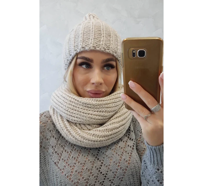 Dámská silná žebrovaná souprava P100 beige