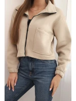 Izolovaná bavlněná mikina se zipem světle béžová
