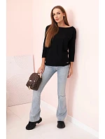 Dámská halenka s lodičkovým výstřihem černý Dámská halenka s lodičkovým výstřihem černý