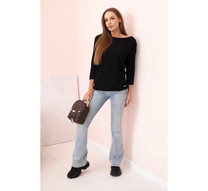 Dámská halenka s lodičkovým výstřihem černý Dámská halenka s lodičkovým výstřihem černý