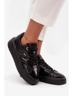 Lakované dámské tenisky na platformě model 21714420 Černé - Lee Cooper