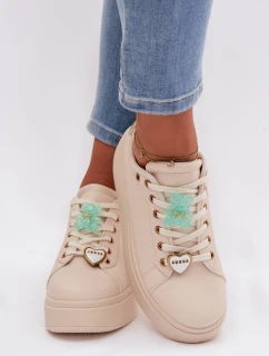 Dámské tenisky na platformě s přívěsky Medvídek Srdce Béžové Selorissa