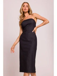 model 20970500 Džínové midi šaty grafitové - Moe