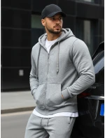 Pánská rozepínací mikina s kapucí šedá BX2412 Pánská rozepínací mikina s kapucí šedá BX2412