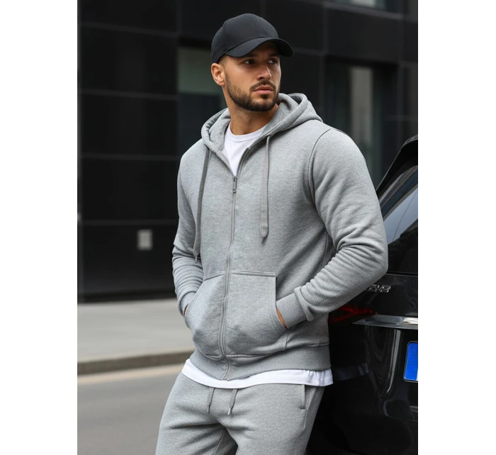 Pánská rozepínací mikina s kapucí šedá BX2412 Pánská rozepínací mikina s kapucí šedá BX2412