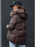 Dámská zimní bunda s kapucí STELLAR hnědá FashionStreet TY4493 Dámská zimní bunda s kapucí STELLAR hnědá FashionStreet TY4493