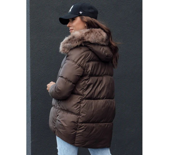 Dámská zimní bunda s kapucí STELLAR hnědá FashionStreet TY4493 Dámská zimní bunda s kapucí STELLAR hnědá FashionStreet TY4493