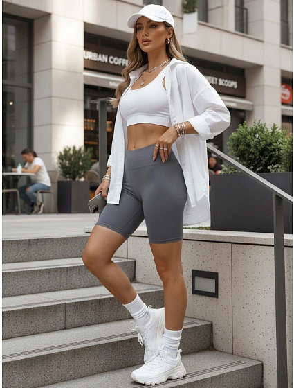 Dámské cyklistické šortky s vysokým pasem modré FashionStreet SY0581 Dámské cyklistické šortky s vysokým pasem modré FashionStreet SY0581