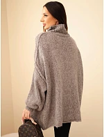 Dámský oversize svetr s příměsí model 22391398 rolákem a širokými rukávy fango - K-Fashion Dámský oversize svetr s příměsí model 22391398 rolákem a širokými rukávy fango - K-Fashion