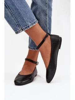 Dámské baleríny s páskem a přezkou Černé model 21747622 - Boto