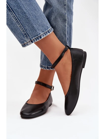 Dámské baleríny s páskem a přezkou Černé model 21747622 - Boto