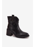 Dámské kotníkové boty na masivním podpatku z eko kůže černé Iverly Dámské kotníkové boty na masivním podpatku z eko kůže černé Iverly